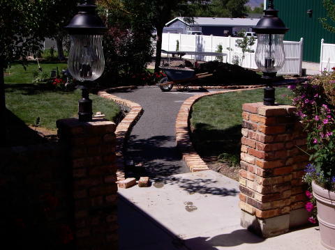 building a brick sidewalk